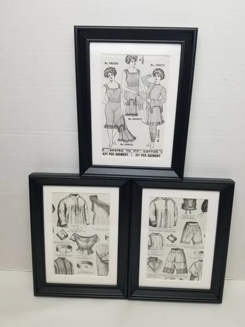 Vintage Wall Art Prints Ladies Fashion 1971 Framed Artwork, Hanging Home Decor