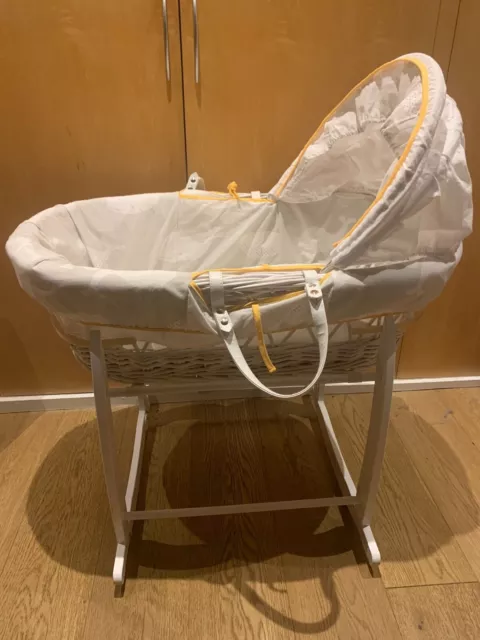 Clair De Lune White Wicker Moses Basket with Stand