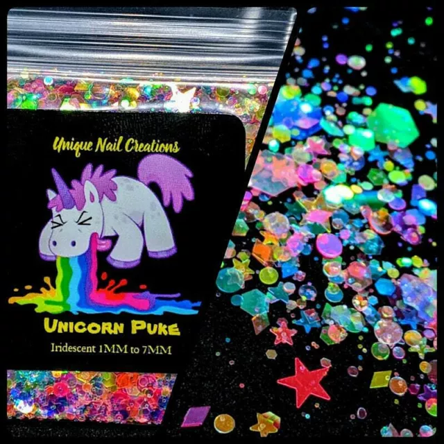 UNICORN PUKE~MULTI SHAPES GLITTER~Nail•Acrylic•Gel•Body Art•Face•Festival