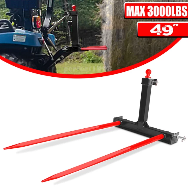 3 Point Tractors Trailer Hitch Quick Attach Bale Spear w/ 49" Hay Bale Spear