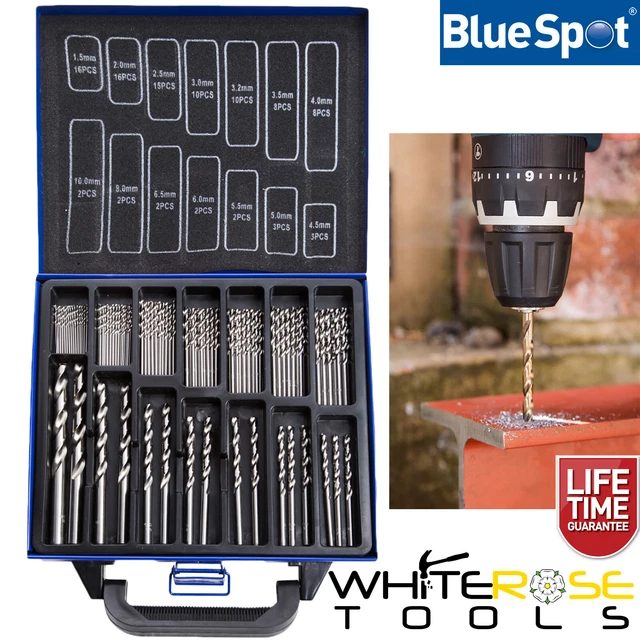 BlueSpot Cobalt Drill Bit Set 99pc Steel 135° Split Point 1.5-10mm Metal Case