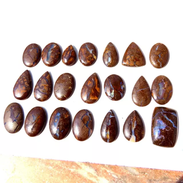 (21 PCS BULK LOT) 663.00 Cts. NATURAL BOULDER OPAL MIX CABOCHON LOOSE GEMSTONES 2