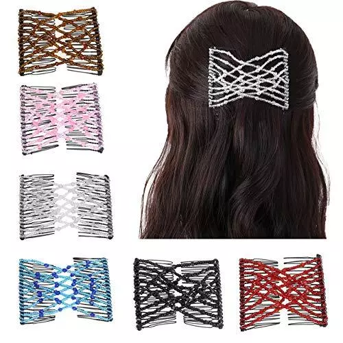 6 Pcs Magic Hair Comb Elastic Beaded Hair Clips Women Decorative AccessoriesBri