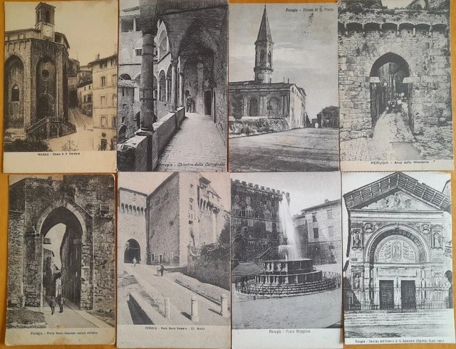 8 ANTICHE CARTOLINE DI PERUGIA DIVERSE A BASSISSIMO COSTO - formato piccolo