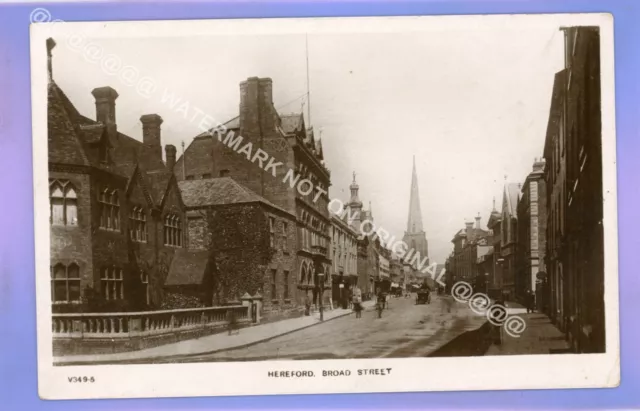 EARLY 1908c BROAD STREET HEREFORD HEREFORDSHIRE RP REAL PHOTO VINTAGE POSTCARD