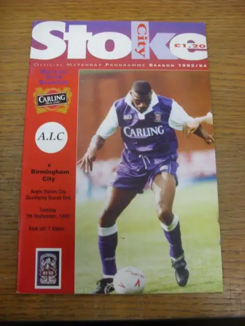 07/09/1993 Stoke City v Birmingham City [Anglo Italian Cup]