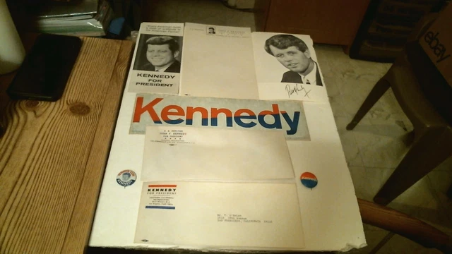 John And Robert F. Kennedy Campaign 8 Piece Historical Lot From 1960 And 1968!