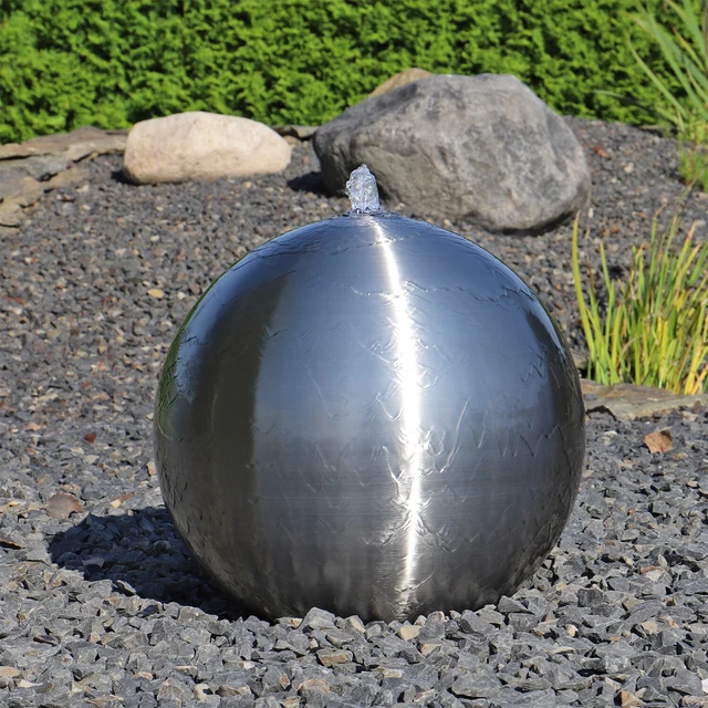 Moderne Gartensäule Aus Edelstahl, 60 Cm Hoch, Mit Gebürsteter Kugel – Rostfrei & Handgefertigt