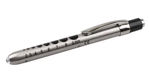 EMI Stainless Steel Diagnostic Medical Penlight with Pupil Gauge - Silver EPL...