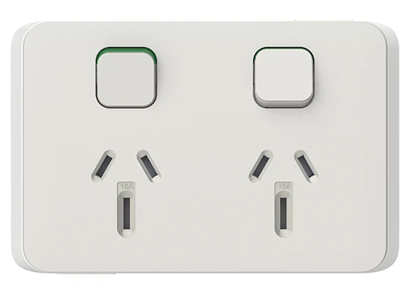 2X CLIPSAL ICONIC COVERS 120x78x12mm Twin Switched Socket Horizontal ...