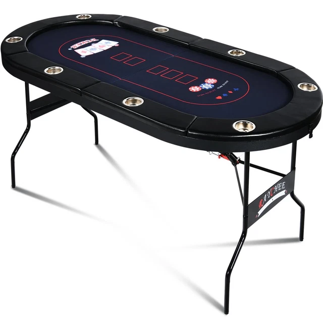 8 Player Foldable Poker Table, Texas Holdem Table, Folding Leisure Game Table, P