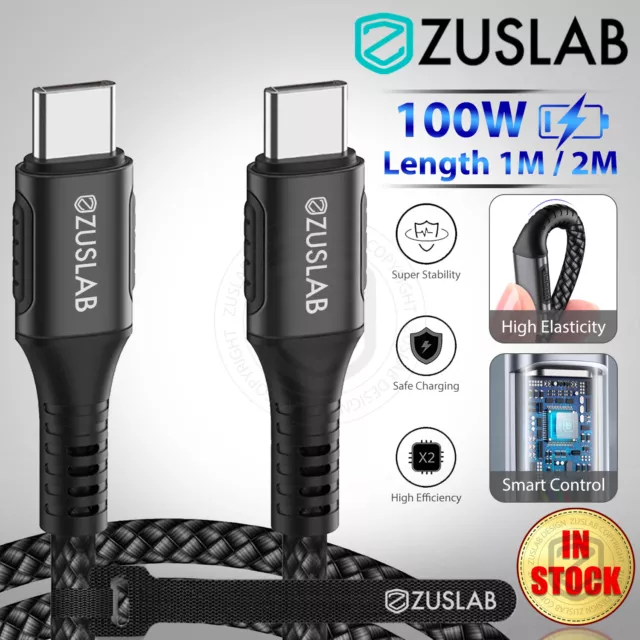 ZUSLAB Type C to Type C PD 100W Cable Data Fast Charger Cable For Samsung Apple