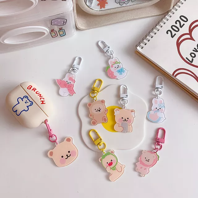 Fashion Jewelry Phone Chain For Women Acrylic Keychains Cute Rabbit Bear KeyriYB