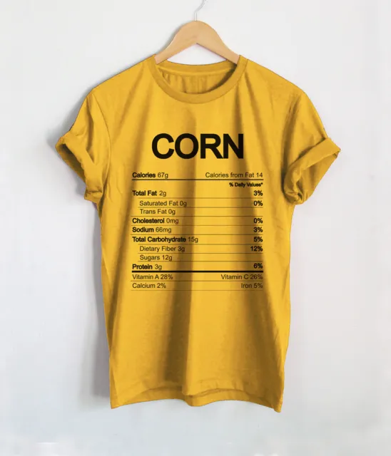 Corn Shirt Corn Nutrition Facts T Shirts Funny Yellow Mustard Unisex Tees