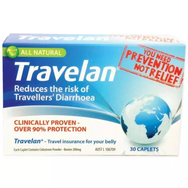 * Travelan 30 Caplets Reduce Risk of Diarrhoea All Natural