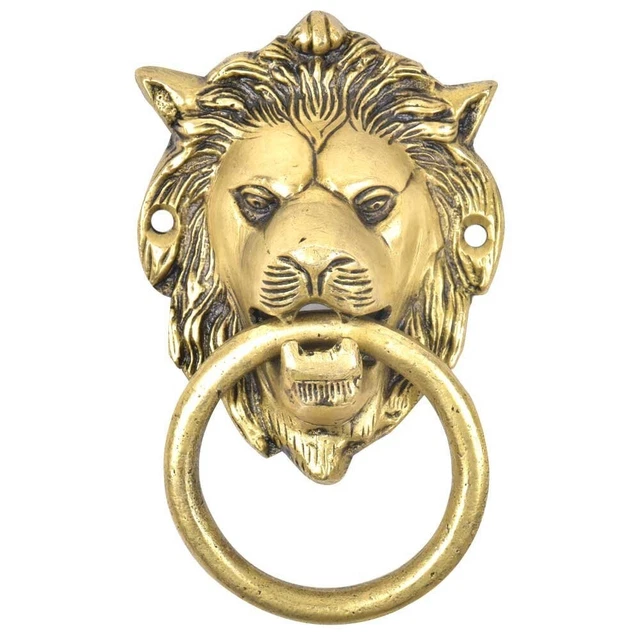 Fait à la Main Vintage Style Laiton Lion Tête Classique Porte Heurtoir