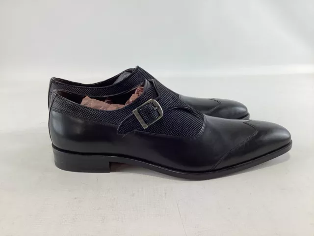 Mens Mezlan Black Gray Leather Amedeo Monk Strap Dress Shoes Size 9 NEW 2