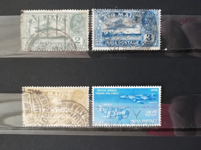 Timbres INDE Poste Aérienne - Lot de 4 timbres anciens oblitérés