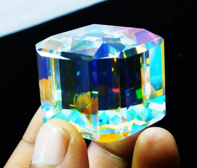 Certified 440 CT Natural Huge Mystic Topaz Rainbow Colour Cube Loose Gemstone