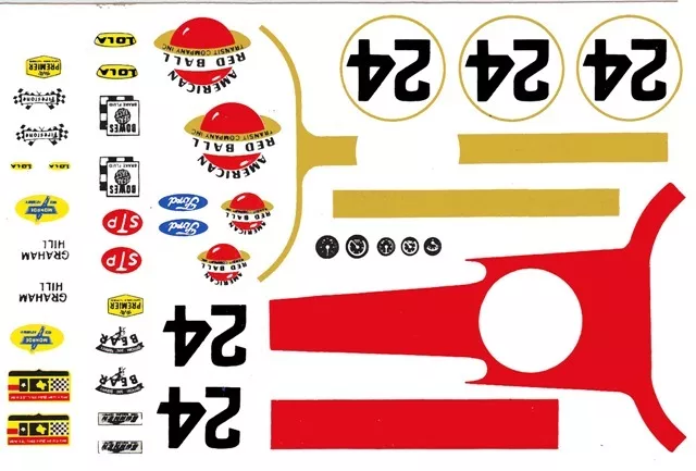 #24 Graham Hill American Red Ball Express Lola 1966 1/25th - 1/24th ScaleDecals