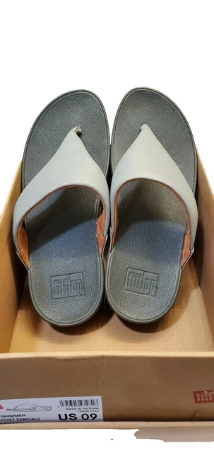 FitFlop LULU Shimmer Toe-Post Sandals Bay Green Size 9