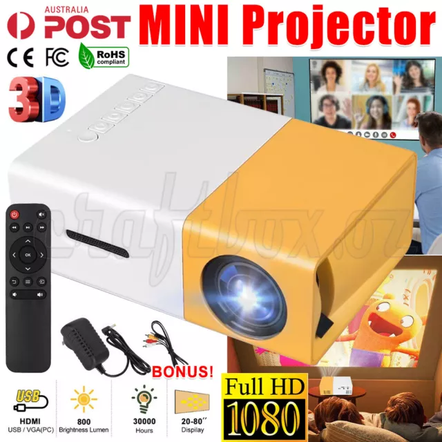 Mini Projector HDMI LED HD 1080P Home Cinema Portable Pocket Projector Party AU