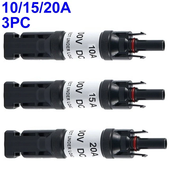3x Fotovoltaico Fusibile Diodo Connettore Set 10A/15A/20A UL94-V0 IP67 Contro