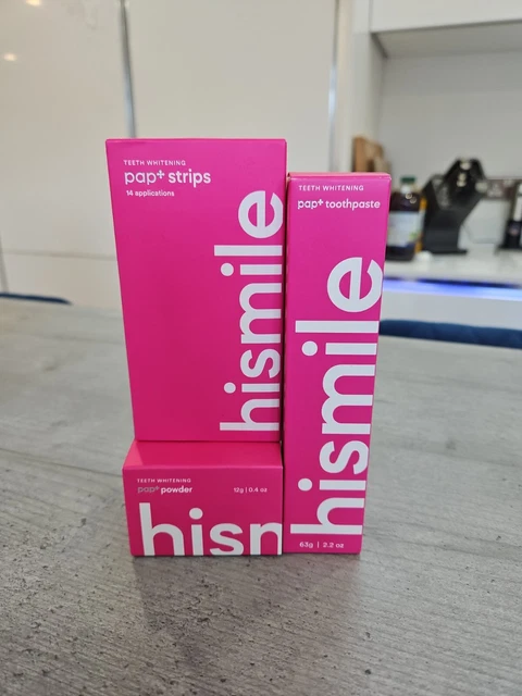 Hismile Papanicolaou + paquete, tiras + pasta de dientes + polvo + kit de blanqueamiento dental precio de venta sugerido por el fabricante £40