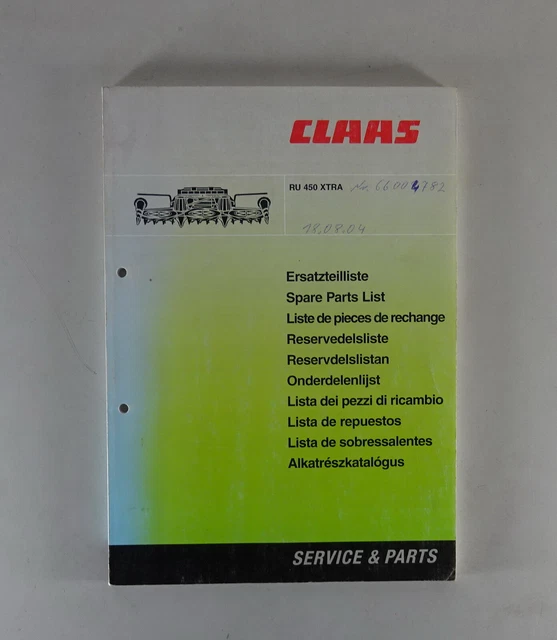 CATALOGO RICAMBI / lista pezzi di ricambio Claas denti di mais RU 450 ...
