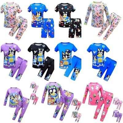 Boys Girls Bluey Costume Top Pants Pyjamas Pajamas Pjs Set Outfit 3-8Y Kids Gift