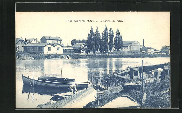 CPA Persan, Les bords de l´Oise, vue de Flussufer