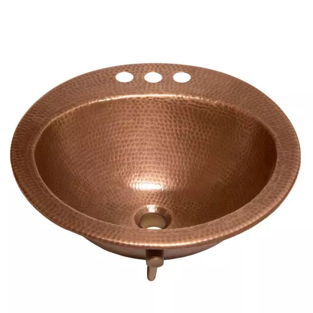 SINKOLOGY Bathroom Sink Drop-In Handmade Copper Rust Resistant 4 in Faucet Holes