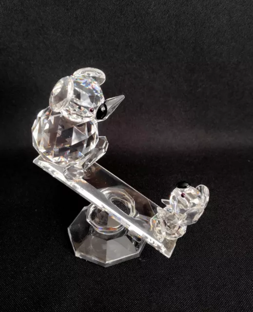 Vintage Crystal Koalas On A Seesaw. 'Swarovski.' 1980's. Mother and Baby. Clear.