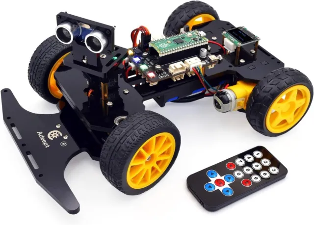 Adeept Smart Robot Car Kit for Raspberry Pi Pico, Line Tracking, Obstacle Avoid