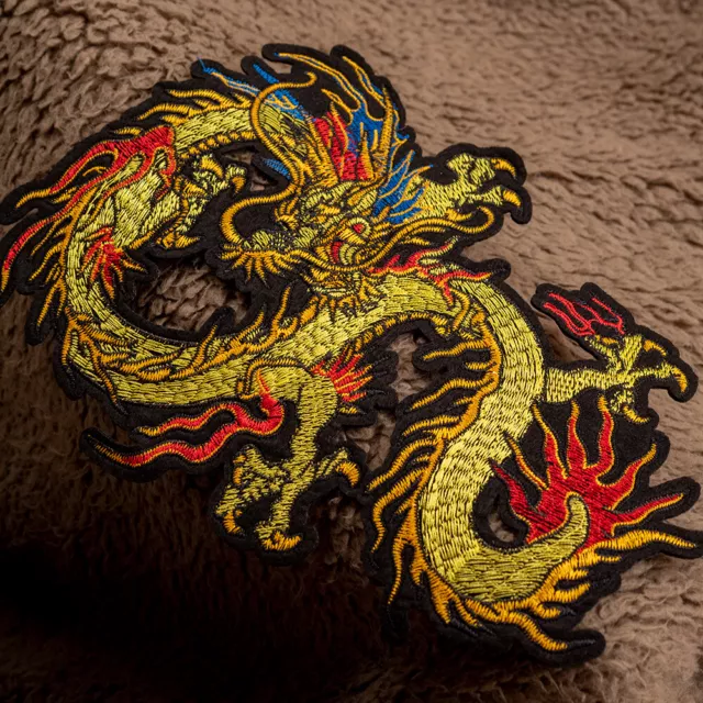 9'' Dragon Embroidered Iron On Sew On Patch Badge Fabric DIY Jeans Jacket Bag