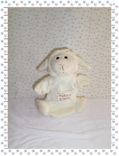 M - Doudou Peluche Marionnette Mouton / Agneau Ecru Blanc  Histoire d'Ours