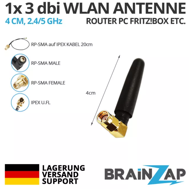 1-3x Mini WLAN Antenne 3 db dbi 4cm RP-SMA IPEX WiFi Pigtail Router PC Fritz!Box