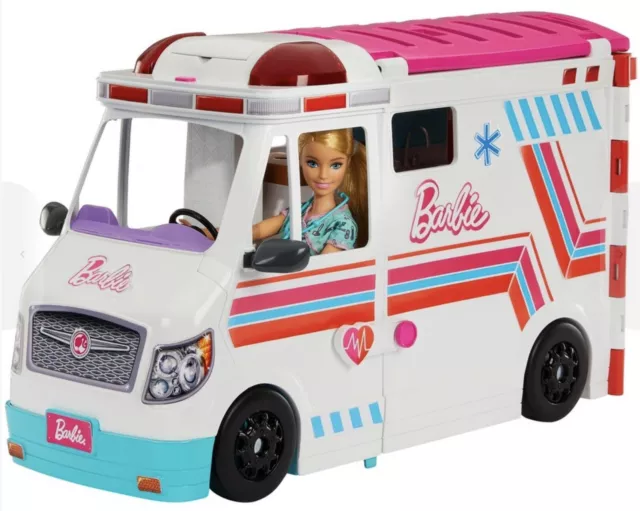 Barbie Doll Ambulance Transforming Doctor Mobile Care Clinic Vehicle HKT79