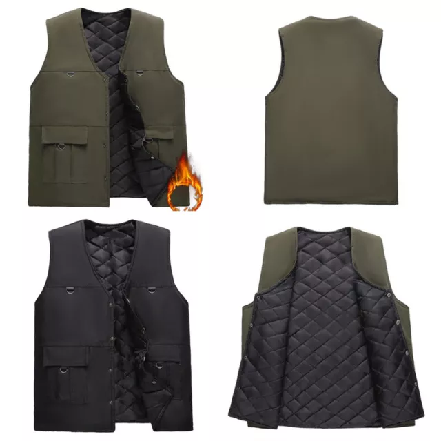 Hommes Matelassé Gilet Épais Gilet Extérieur Thermique Veste Hiver Chaud