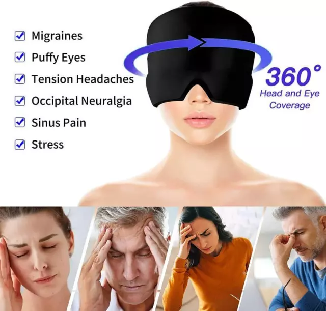 Gorra de alivio del dolor de cabeza y la migraña cobertura superior cabeza de hielo envoltura terapia de frío 3