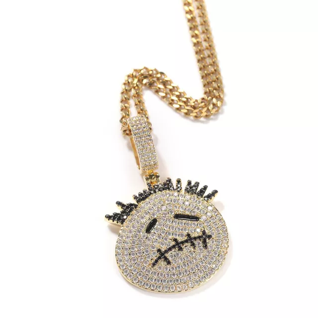 Cartoon Hip Hop Pendant Chain Necklace Bling ICED AAA+ CZ 18K Gold Silver Plated