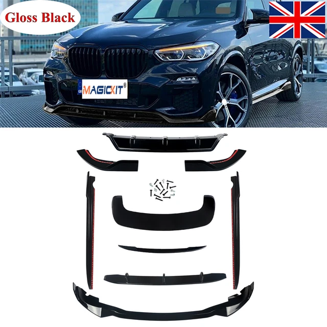 GLOSS BLACK BMW X5 G05 Aero Body Kit Front Lip + Rear Diffuser ...