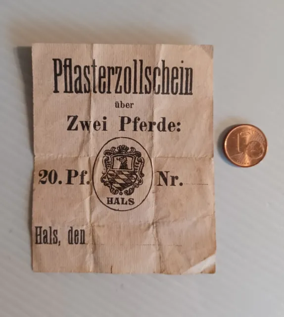 1911 Antik Pflasterzollschein Hals Passau Bayern Zoll Ticket Billet Transport
