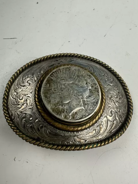 vintage Liberty Head silver dollar belt buckle 1922 Coin Sterling Silver plated