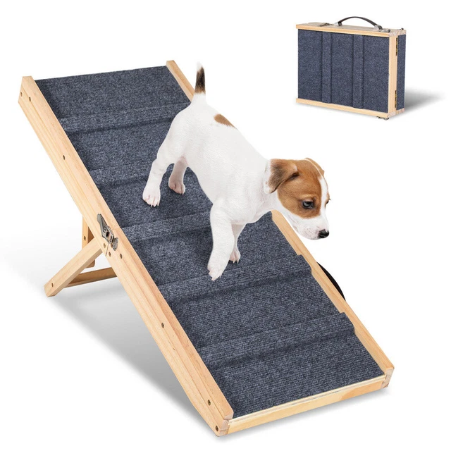 YRHome Klappbare Hunderampe Holz 100x40x60cm - Hhenverstellbar Bis 100kg  Fr Hunde & Katzen Hundetreppe Bis 100kg