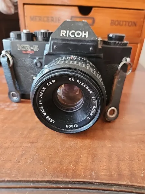Ricoh KR-5 Super 35mm Film SLR Camera W Rikenon 50mm