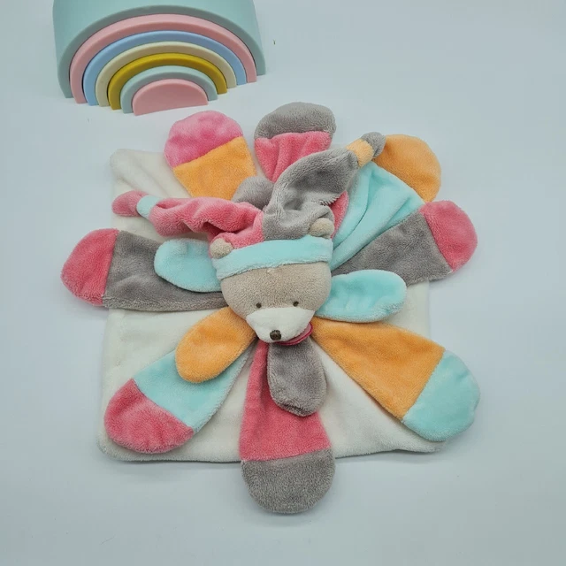 40 - Doudou Et Compagnie Ours Plat Collector Peche Fraise Bleu Orange Gris Rose