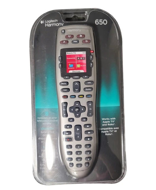 LOGITECH HARMONY 650 Universal Color Screen Remote New Sealed Silver ...