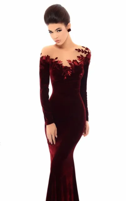 Tarik Ediz Couture Leeza gown 93663 Burgundy Brand new never worn size 12 Eur 44