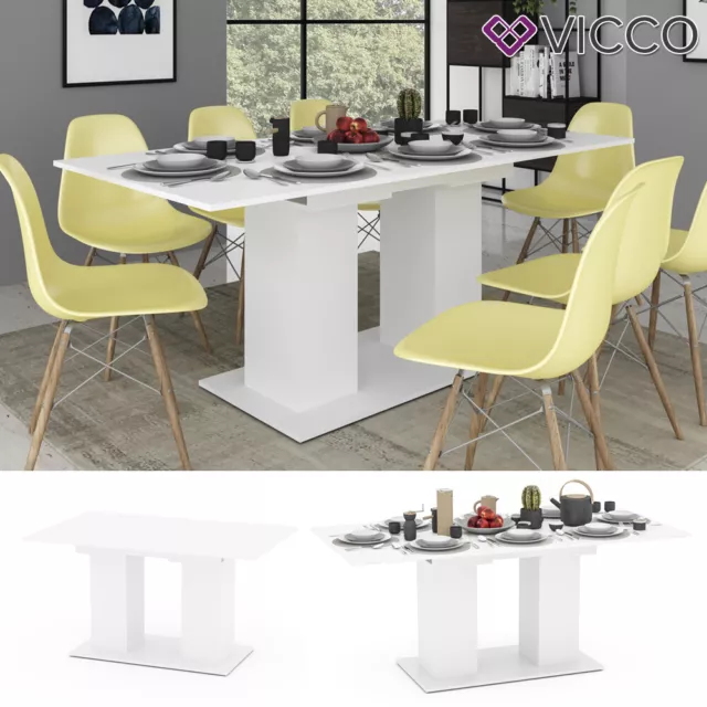 Table de salle à manger avec rallonge Table de cuisine Dix Blanc Vicco